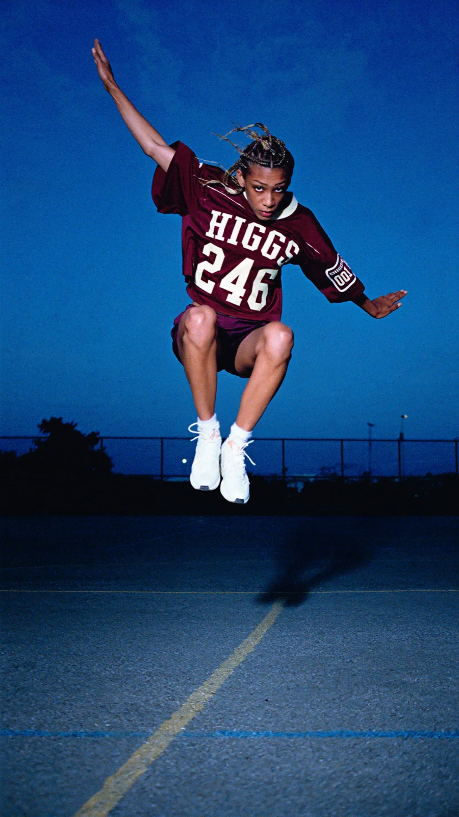 AI photoshoot: Higgs · Athletic portrait at dusk